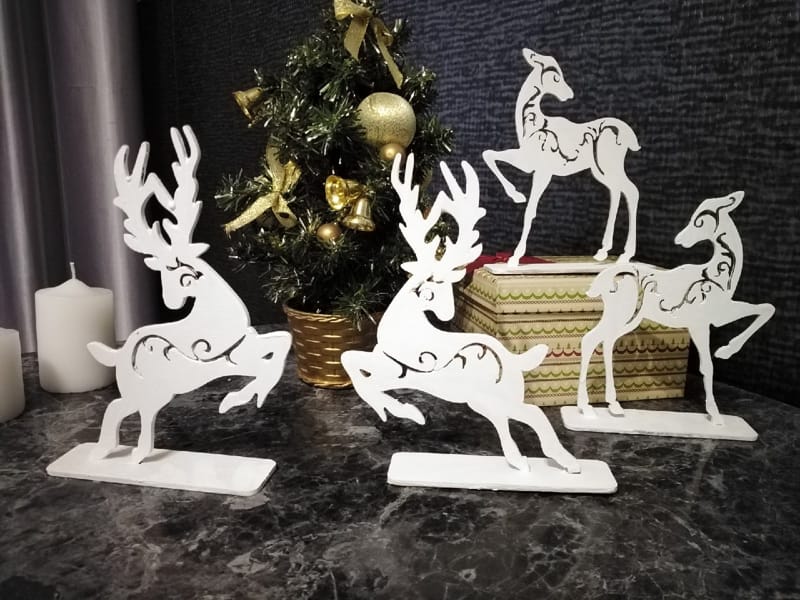 Wooden Christmas Deer Decorations Laser Cut DXF and CDR File