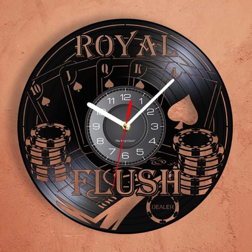 Laser Cut Royal Flush Poker Wall Clock CDR File