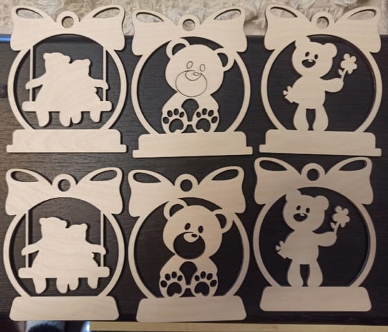 Laser Cut Tiger and Bear Ornaments Wooden Toys DXF and CDR File