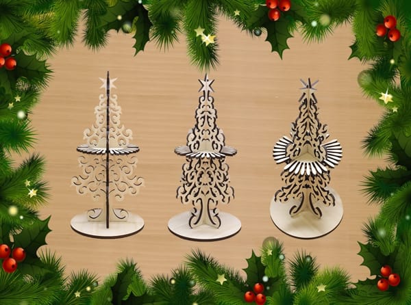 Laser Cut Decorative Christmas Tree Napkin Holder CDR and DXF File