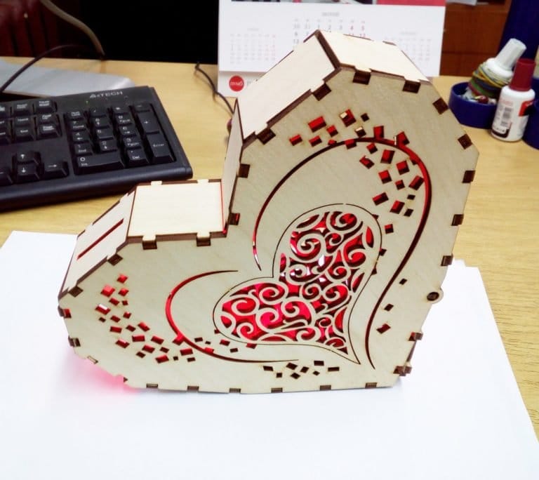 Heart Wooden Gift Box CNC Laser Cutting CDR, DXF, SVG, PDF and Ai Vector File
