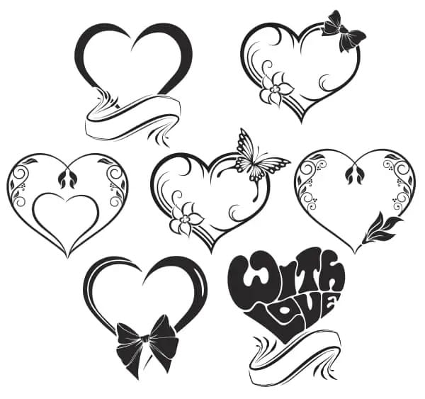 Valentine Day Hearts Silhouette Sticker CDR, DXF and Ai Vector File