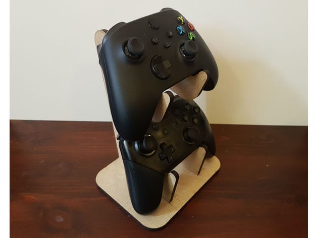 Laser Cut Dual Game Controller Holder, Wooden Remote Stand Vector File