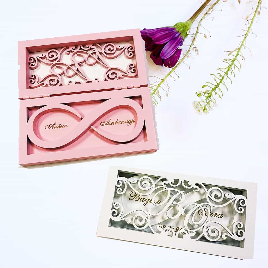 Laser Cut Wedding Ring Box, Wooden Jewelry Box, Wedding Gift Box Vector File