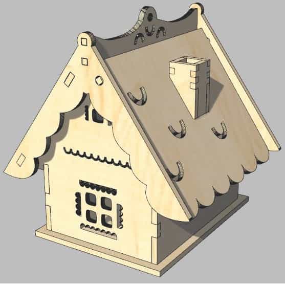 Laser Cut Wooden House, Bird House, Doll House, Tea House Vector File