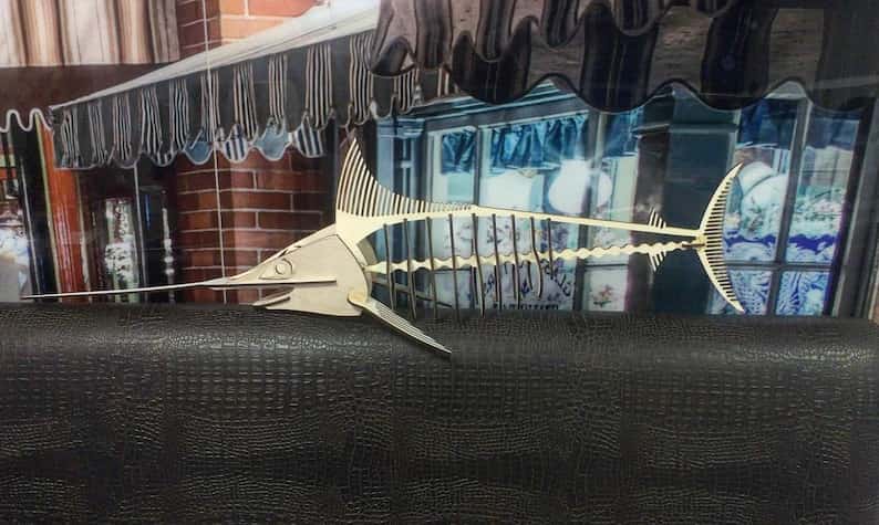Laser Cut 3D Wooden Swordfish Model, Wooden Fish Puzzle Drawing Vector File