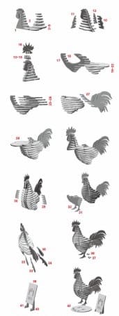 Laser Cut Wood 3D Puzzle Rooster 3mm Vector File