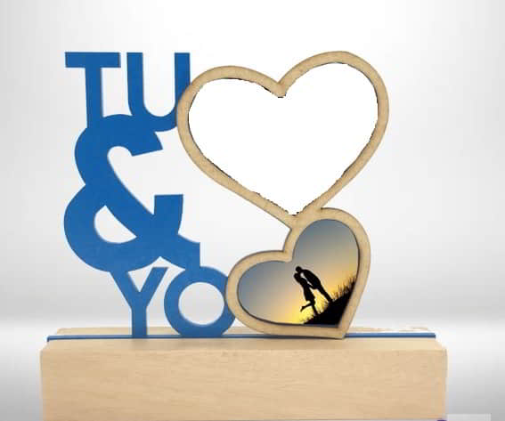 Laser Cut Wooden You and Me Photo Frame, Couple Photo Frame Vector File