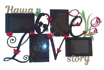 Laser Cut Photo Frame Love with Flower Vector File