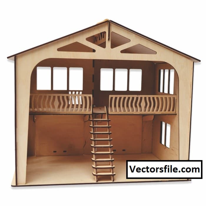 Laser Cut Wooden 3D Apartment with Garage Vector File