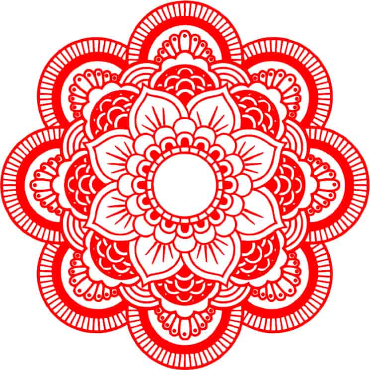 Laser Engraving Flower Mandala Design, Mandala Template Vector File