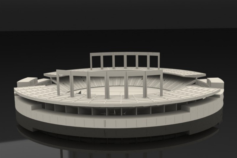 Laser Cut Round Soccer Stadium 3D Building Model CDR, DXF and PDF File