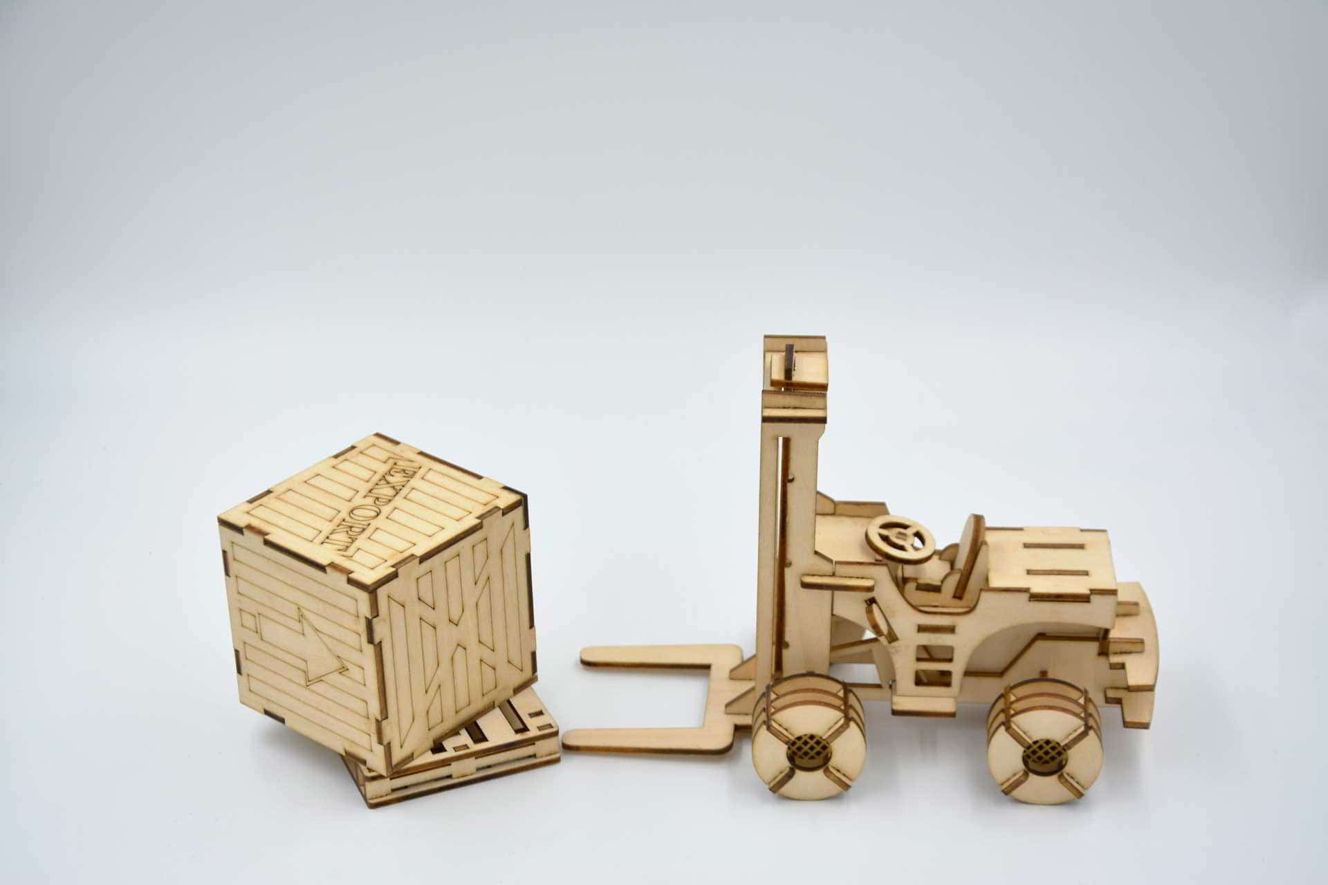 Laser Cut 3D Puzzle Forklift Model 3D Wooden Model DXF and CDR Vector File