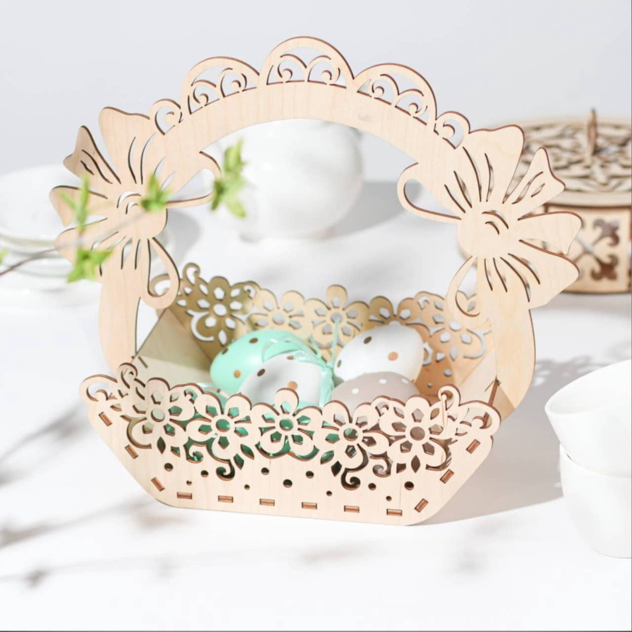 Laser Cut Decorative Candy Basket Gourmet Chocolate Easter Gift Basket CDR File
