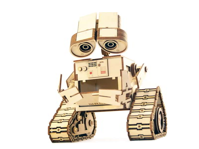 Laser Cut Wall E 3D Puzzle, Wooden 3D Tank Toy CDR Free Vector