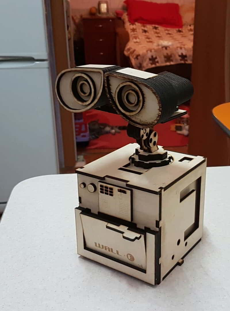 Laser Cut Wall E 3D Puzzle, Wooden 3D Tank Toy CDR Free Vector