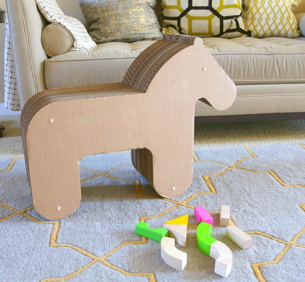Laser Cut Cardboard Kids Horse Toy Free Vector