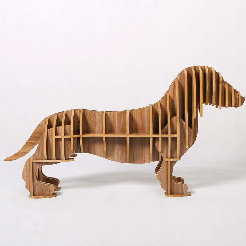 Laser Cut Wooden Dog Wine Rack, Wooden Animal Shelf, Storage Shelf Free Vector