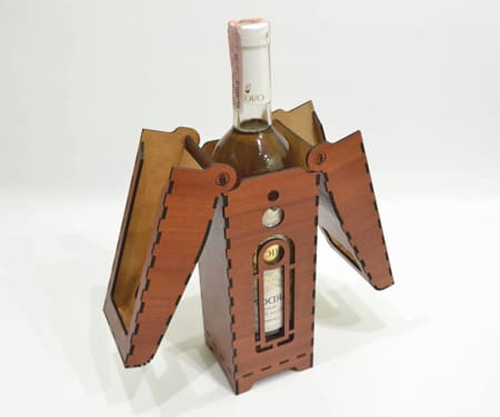 Laser Cut Wooden Bottle Gift Box CDR File free Download
