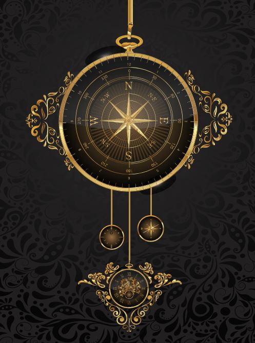 Shiny Golden Hanging Decor Compass Template Free Vector