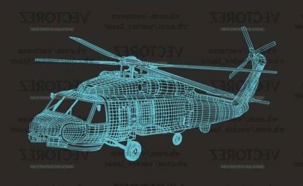 Laser Engraving 3D Acrylic LED Helicopter Lamp CDR File