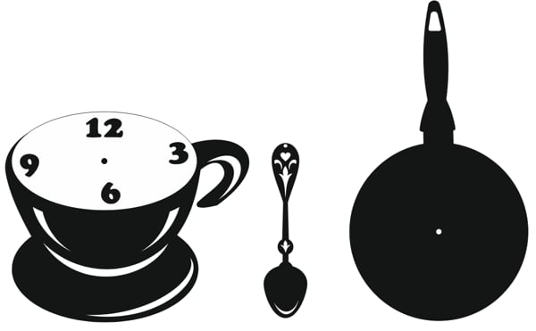 Coffee Cup and Frying Pan Kitchen Wall Clock Free Vector