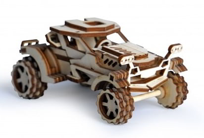 Laser Cut Wooden 3D Puzzle Car Model Toy CDR File