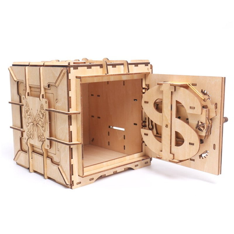 Laser Cut 3D Wooden Puzzle Safe Treasure Box CDR File