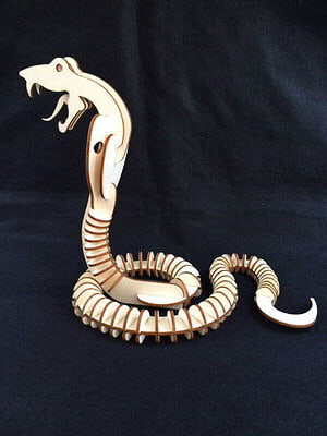 Laser Cut Wooden 3D Puzzle Cobra Snake DXF File