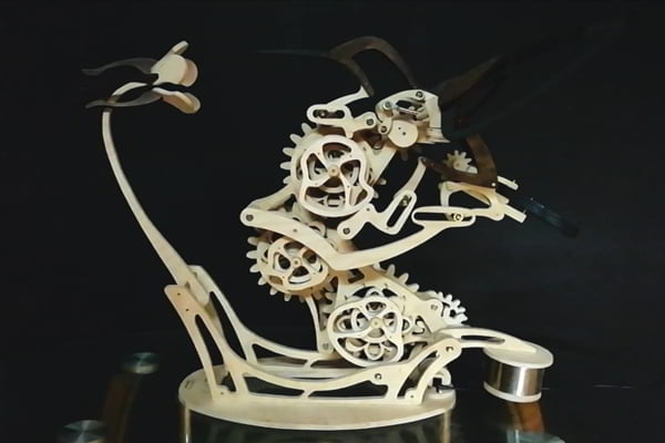 Laser Cut Wooden 3D Puzzle Hummingbird Model CDR File