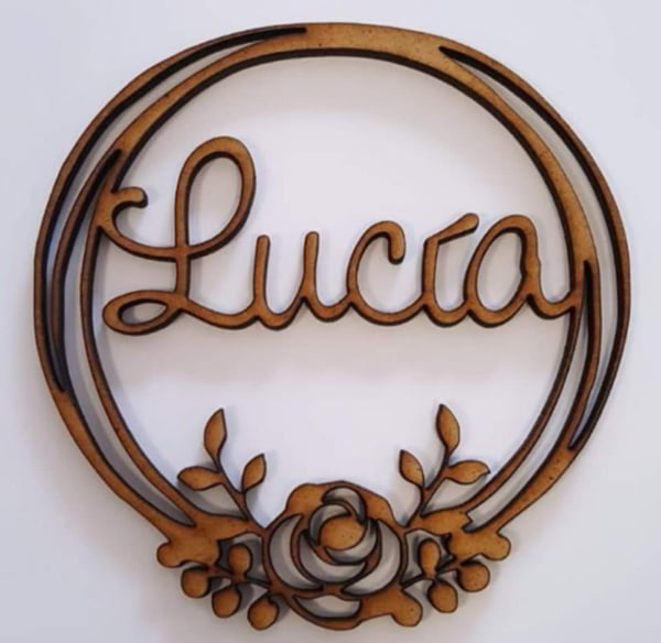 Laser Cut Circle Ornament Flower with Name CDR File