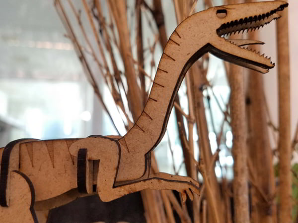 Laser Cut 3D Wooden Dinosaur Model Vector File