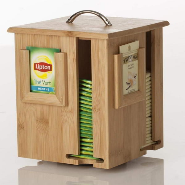 Laser Cut Wooden Tea Bag Organizer Box CDR File