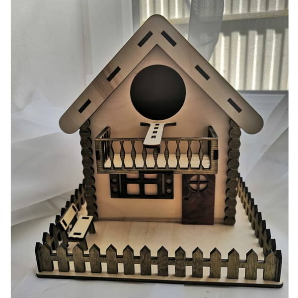 Laser Cut Wooden Modern Birdhouse with Balcony and Patio CDR File