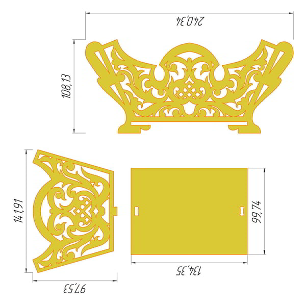Laser Cut Decorative Candy Basket DXF File