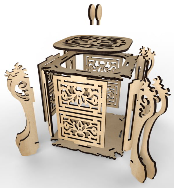 Laser Cut Wooden Chinese Tea House CDR File