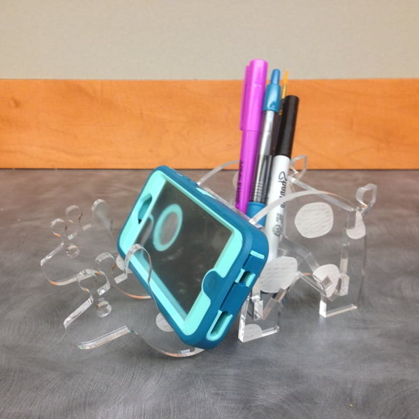 Laser Cut Phone Stand and Pen Holder Acrylic Giraffe 6mm CDR File