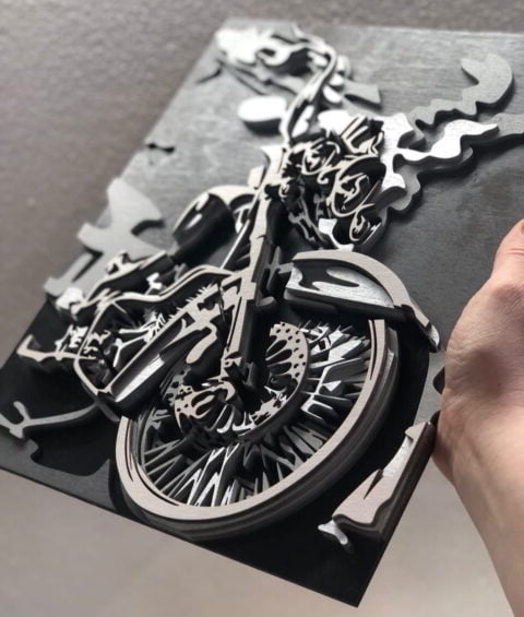 Laser Cut Multi layered Bike Wall Panel Engraving Design CDR File