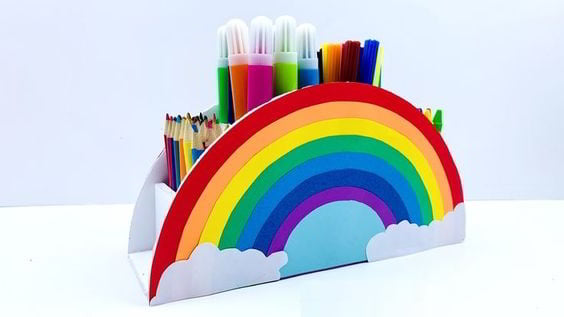Laser Cut Rainbow Desk Organizer Pencil Holder CDR File