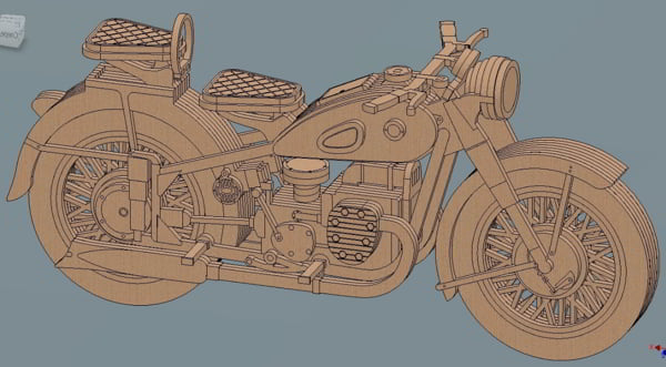 Laser Cut 3D Wooden Motorcycle Beer Can Holder CDR File