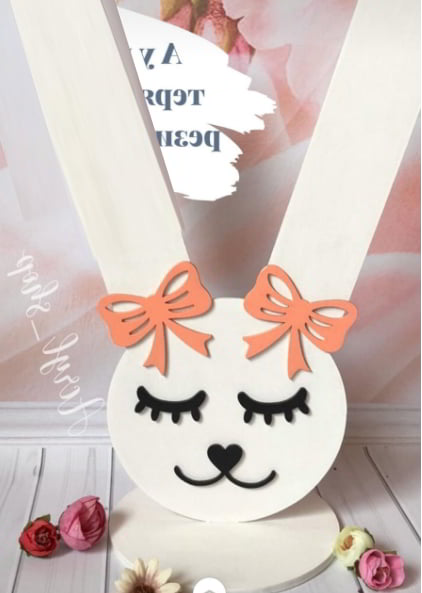 Laser Cut Cute Bunny Hair Tie Stand Free Vector