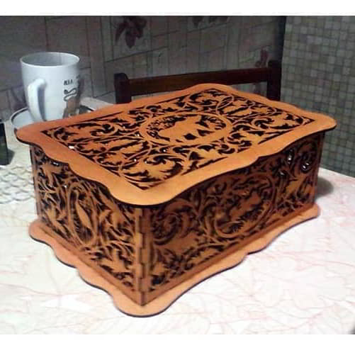 Laser Cut Wooden Decor Box with Bear CDR File