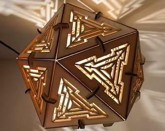 Laser Cut Plywood Icosahedron 3D Lamp 3mm Vector File