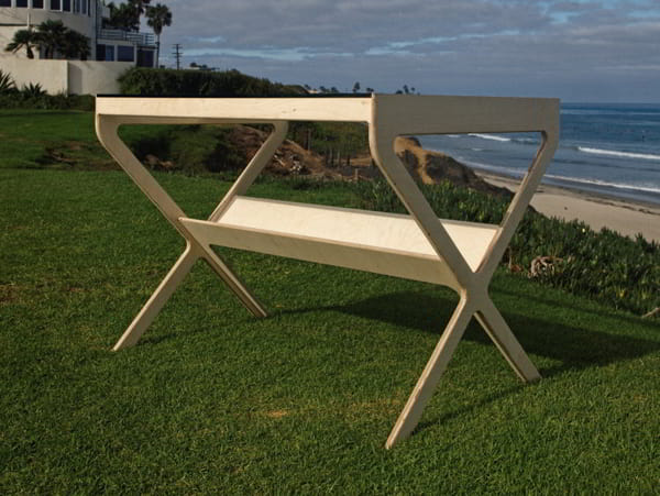 Laser Cut Wooden Modern Table Design with X Shape Legs CDR File