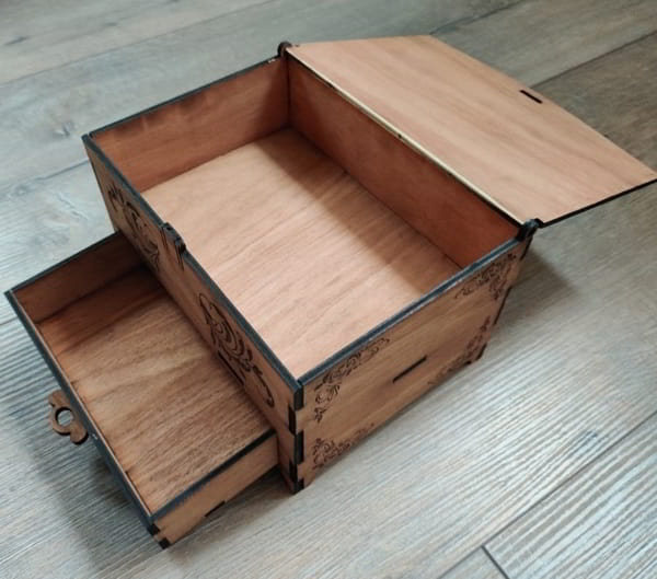 Laser Cut Wooden Box with Drawer CDR File