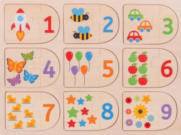 Laser Cut Matching Picture and Number Puzzle for Kids Education CDR File