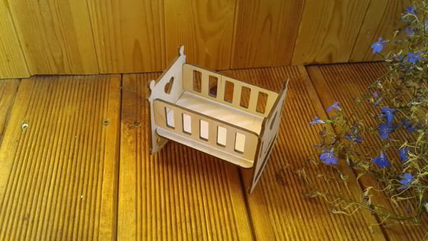 Laser Cut Wooden Doll Crib Rocking Bed Doll Furniture Template CDR File