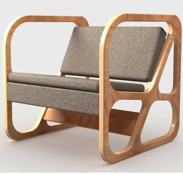 Laser Cut Wooden Chair with Armrests CDR File