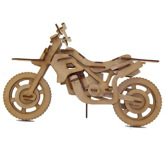 Laser Cut 3D Wooden Puzzle Bike Model Motorcycle 3D Puzzle CDR File