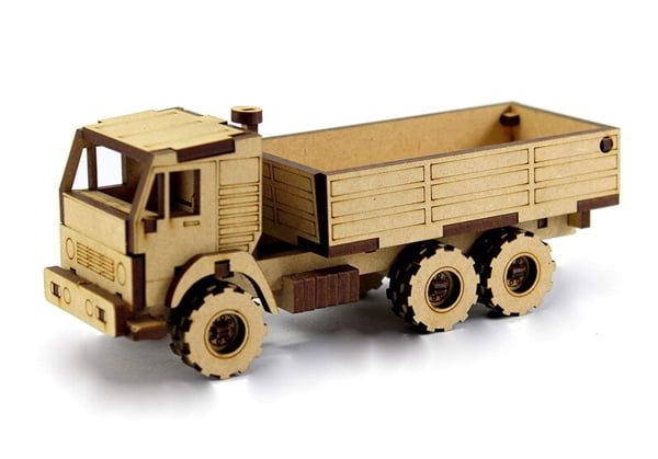 Laser Cut Wooden 3D Puzzle Dumper Truck Toy Model CDR File